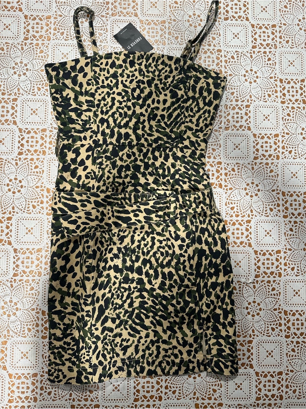 Forever 21 Leopard Print Bustier Belted Mini Dress NWT Small